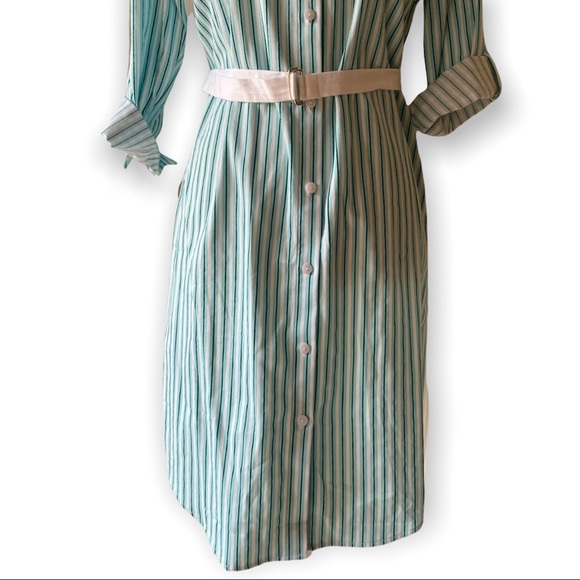 THE LIMITED Womens Calm Sea Convertible Sleeve Stripe Shirt Dress Stretch Cotton - Picture 5 of 16